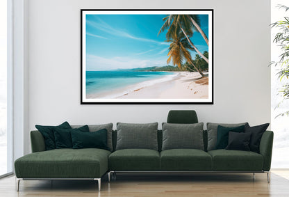 Tropical Beach Paradise with Palm Trees Home Decor Premium Quality Poster Print Choose Your Sizes