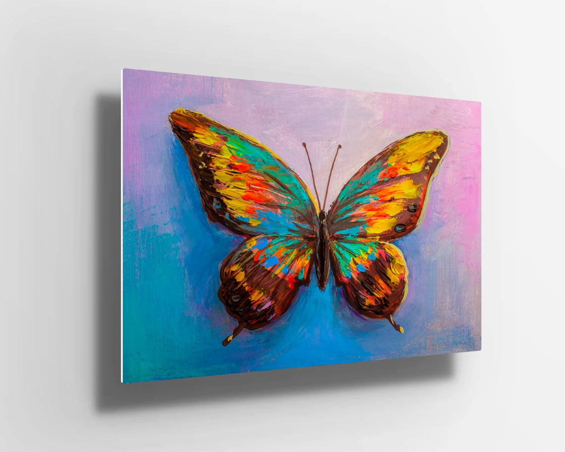 Colorful butterfly oil painting UV Direct Aluminum Print Australian Made Quality