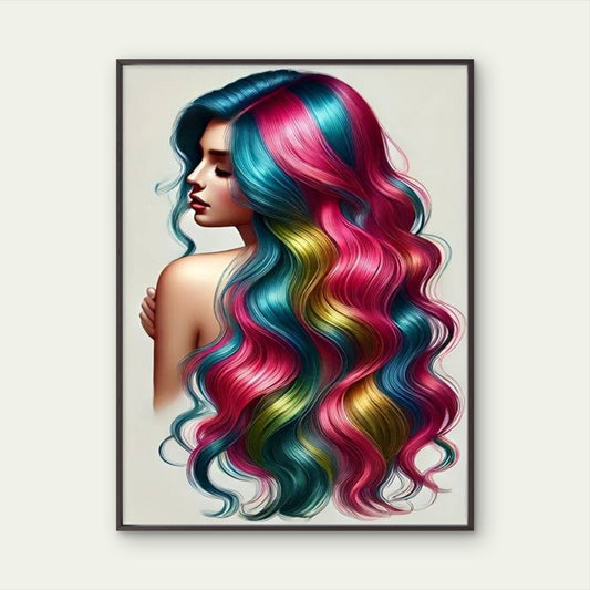 Gradient from Pink to Blue Woman Hair Design Fashion Home Decor Premium Quality Poster Print Choose Your Sizes