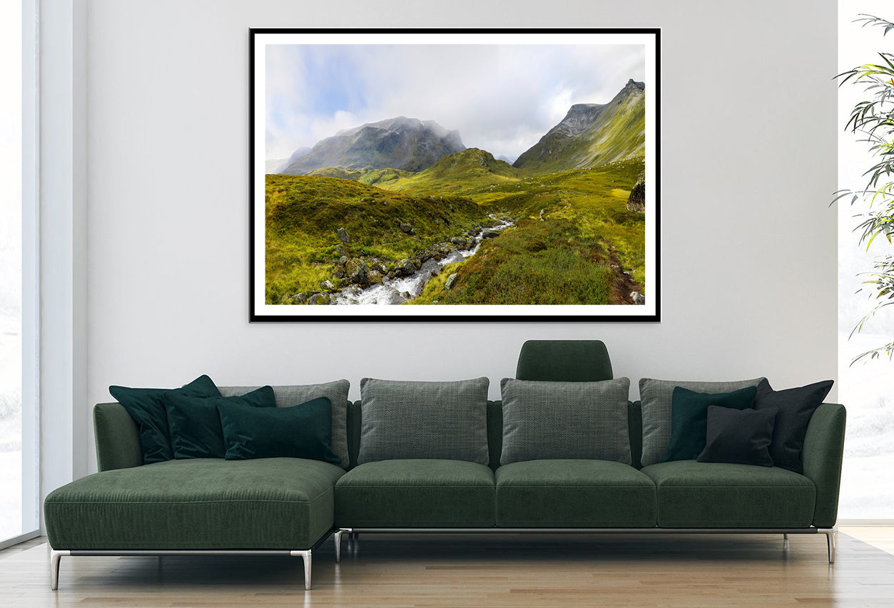 Stream Flowing Green Mountain Home Decor Premium Quality Poster Print Choose Your Sizes