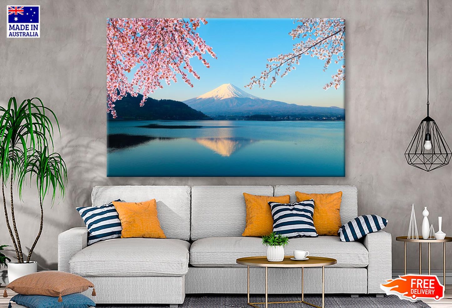 Mountain Fuji In Autumn and Clear Sky in Japan Wall Art Decor 100% Australian Made