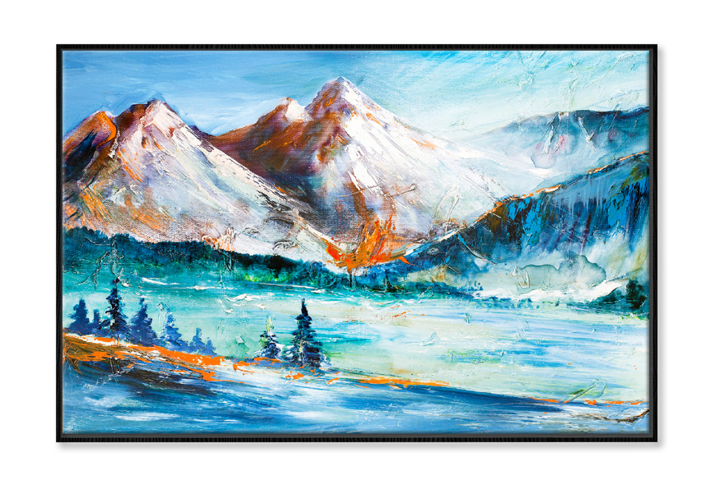 Valley Mountain Painting Limited Edition High Quality Print Canvas Box Framed Black