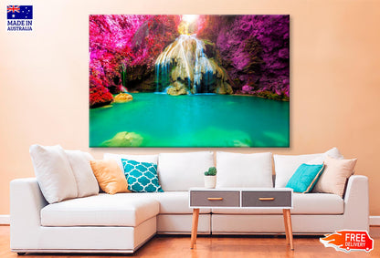 Wonderful Waterfall with Colorful Tree in Thailand  Wall Art Decor 100% Australian Made