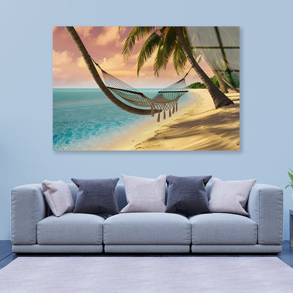 Hammock on the Beach Acrylic Glass Print Tempered Glass Wall Art 100% Made in Australia Ready to Hang