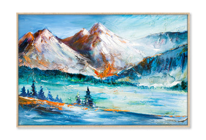 Valley Mountain Painting Limited Edition High Quality Print Canvas Box Framed Natural