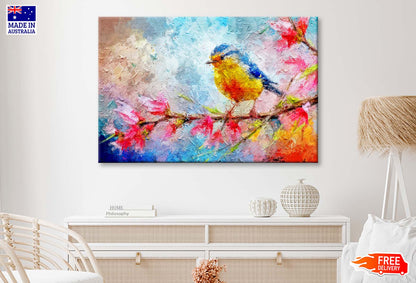 Painting Of Bird and Spring Flower Wall Art Limited Edition High Quality Print