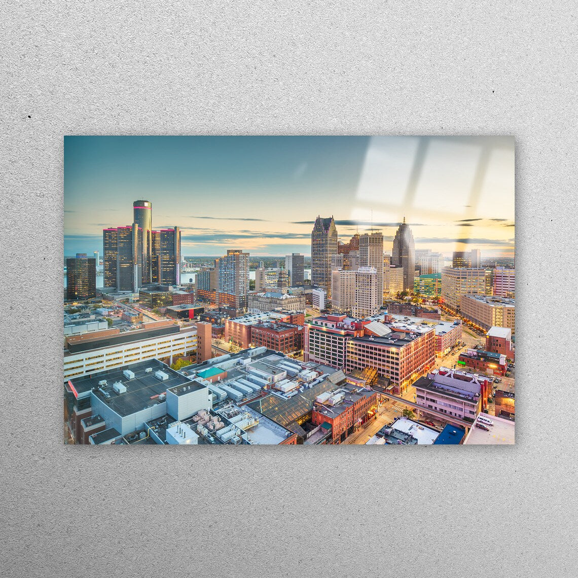 Detroit Michigan Acrylic Glass Print Tempered Glass Wall Art 100% Made in Australia Ready to Hang