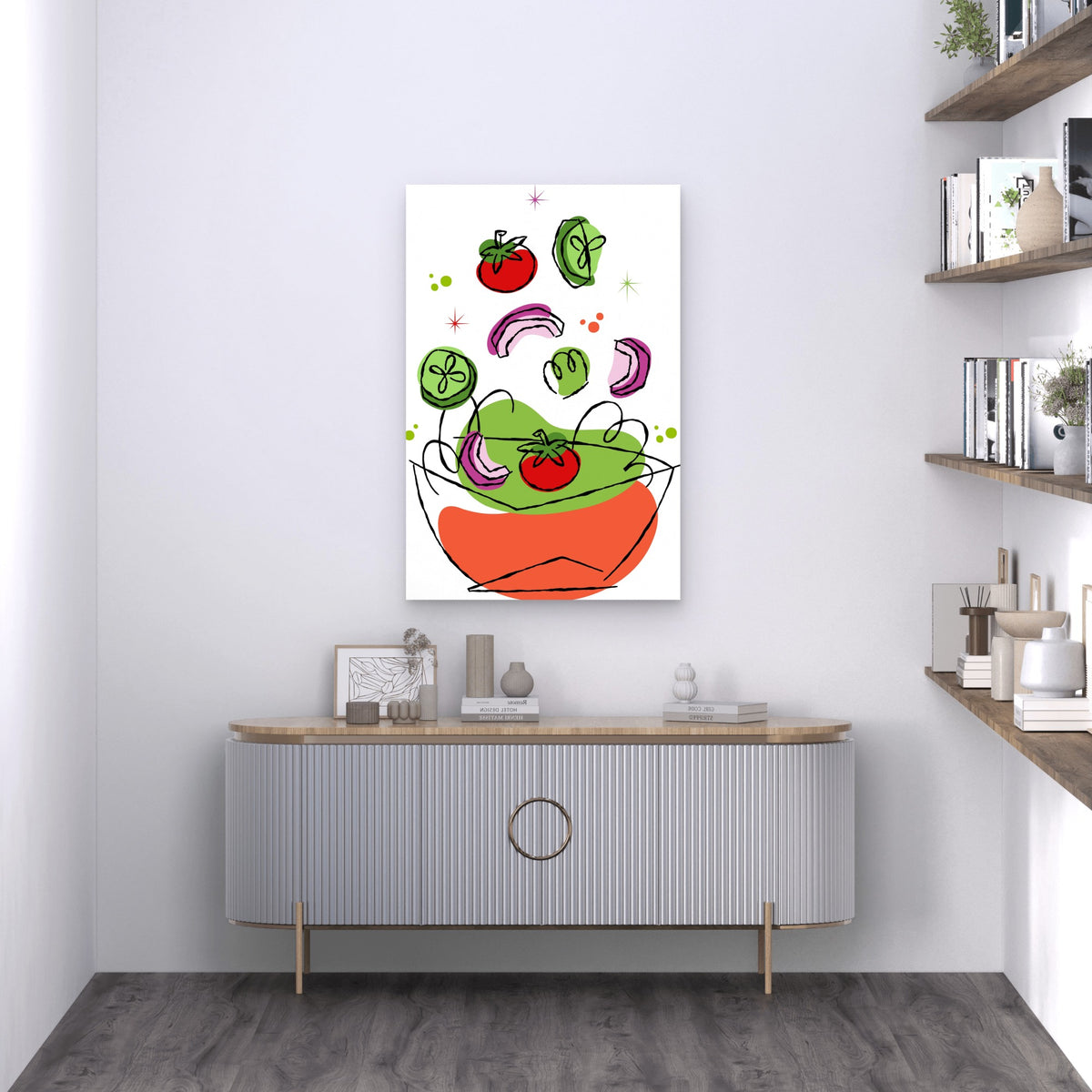 Abstract Fresh Vegetables Falling Into Bowl 60x90cm Metal Print Ready to Hang