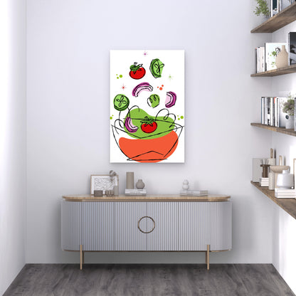 Abstract Fresh Vegetables Falling Into Bowl 60x90cm Metal Print Ready to Hang