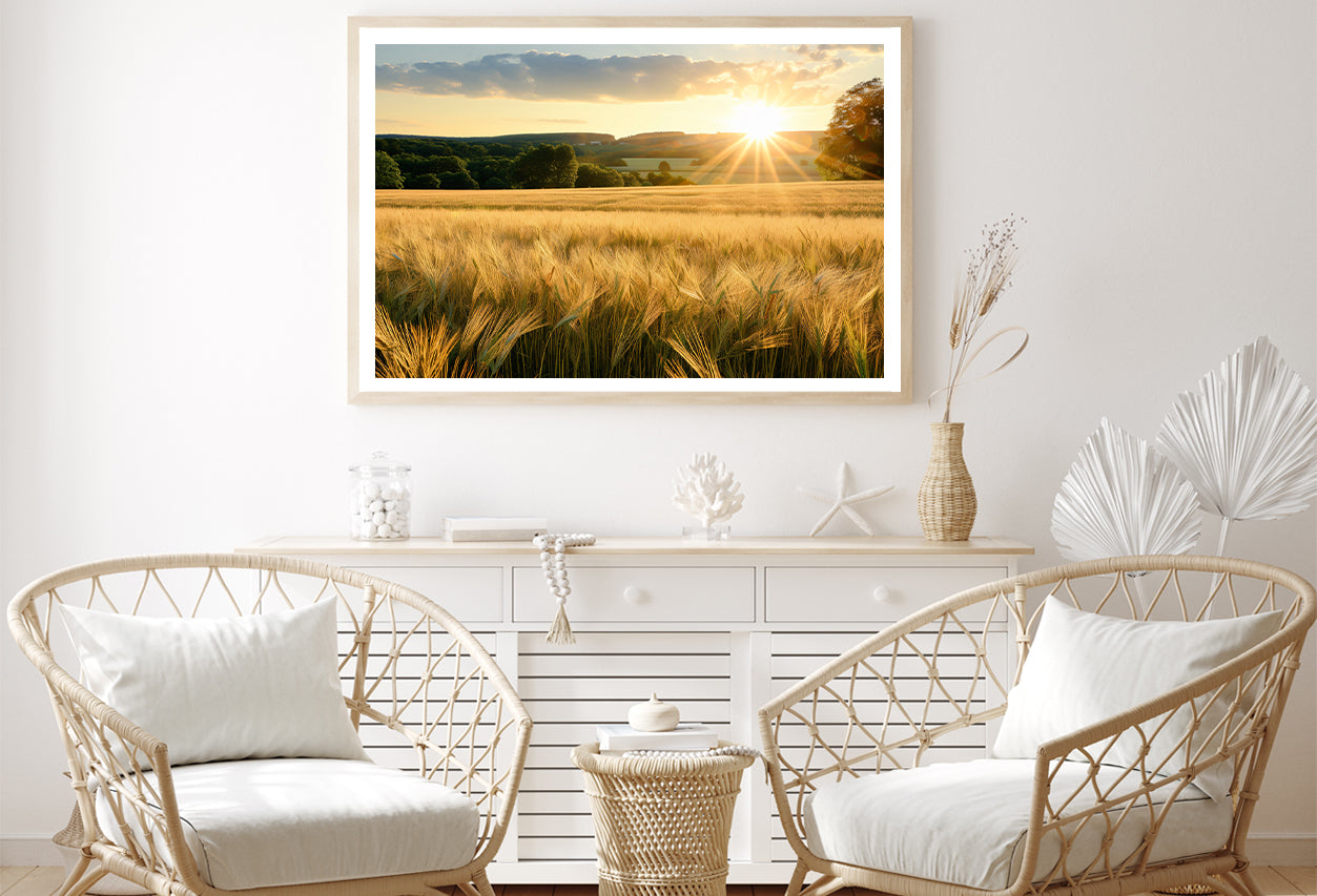 Summer with Bright and Golden Sun Meadow Home Decor Premium Quality Poster Print Choose Your Sizes