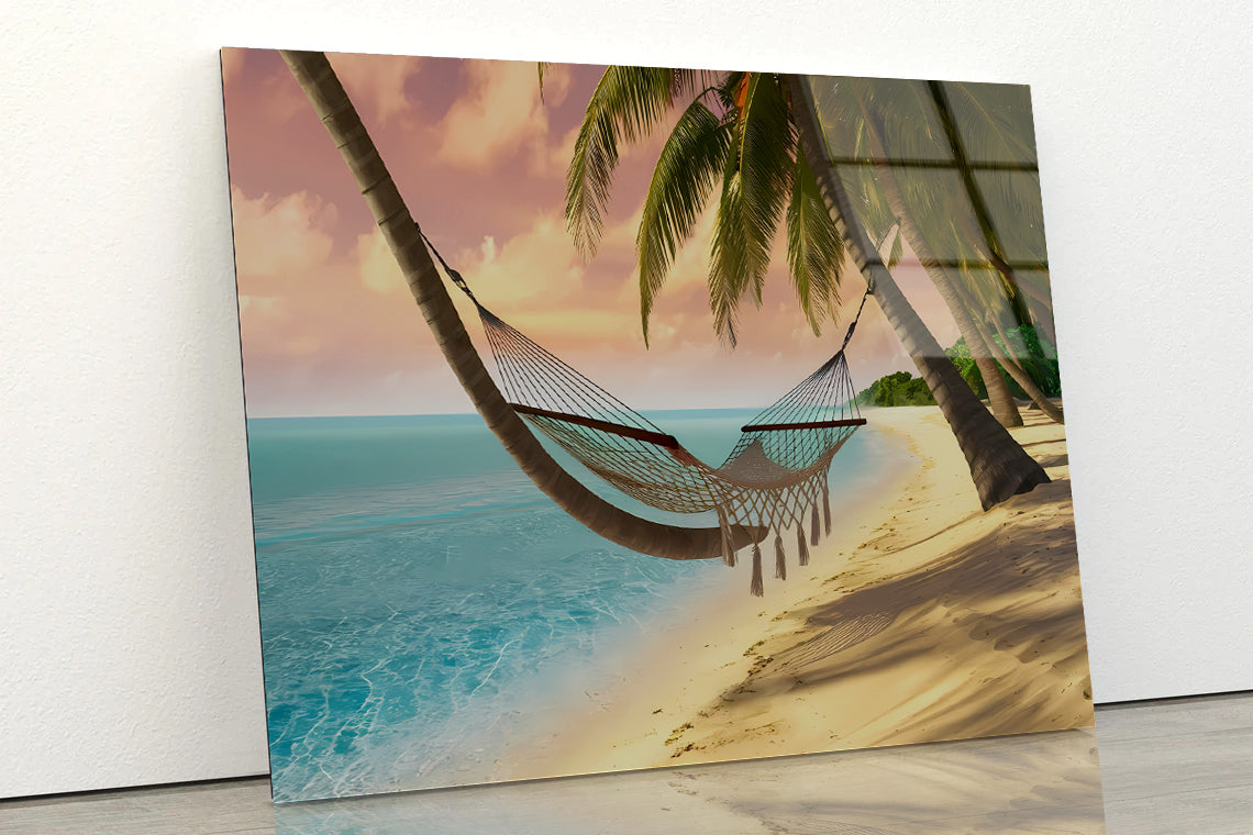 Hammock on the Beach Acrylic Glass Print Tempered Glass Wall Art 100% Made in Australia Ready to Hang