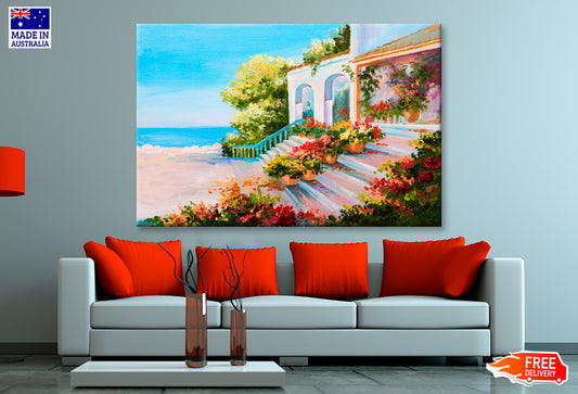 Terrace Near The Sea Oil Painting Wall Art Limited Edition High Quality Print