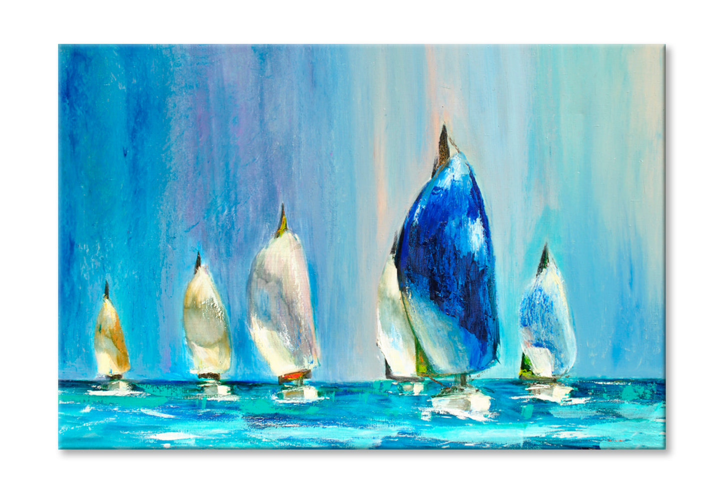 New Hope, Yachts Sailing Regatta Oil Painting Wall Art Limited Edition High Quality Print Stretched Canvas None