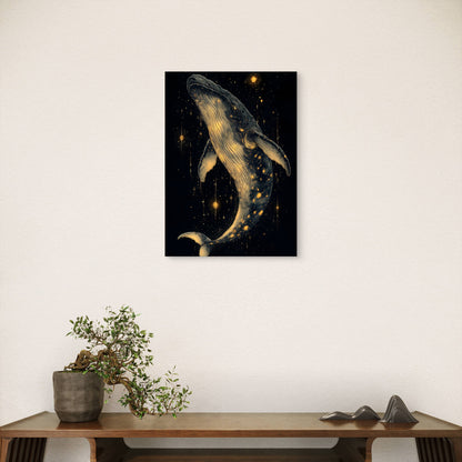 Celestial Gold Humpback Whale 40x60cm Metal Print Ready to Hang