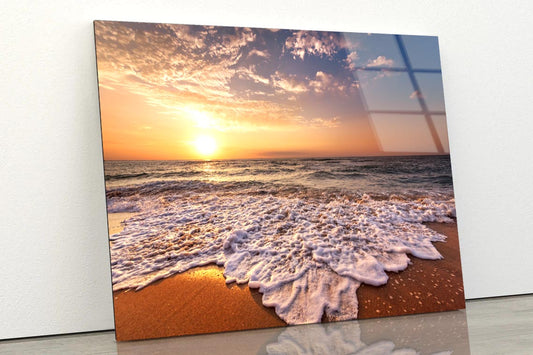 Beautiful Tropical Sunrise on The Beach Acrylic Glass Print Tempered Glass Wall Art 100% Made in Australia Ready to Hang