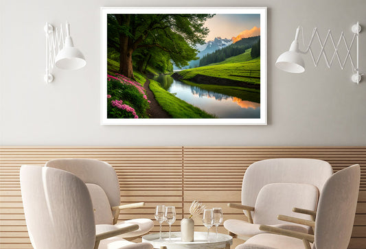 Serene River with Trees Home Decor Premium Quality Poster Print Choose Your Sizes