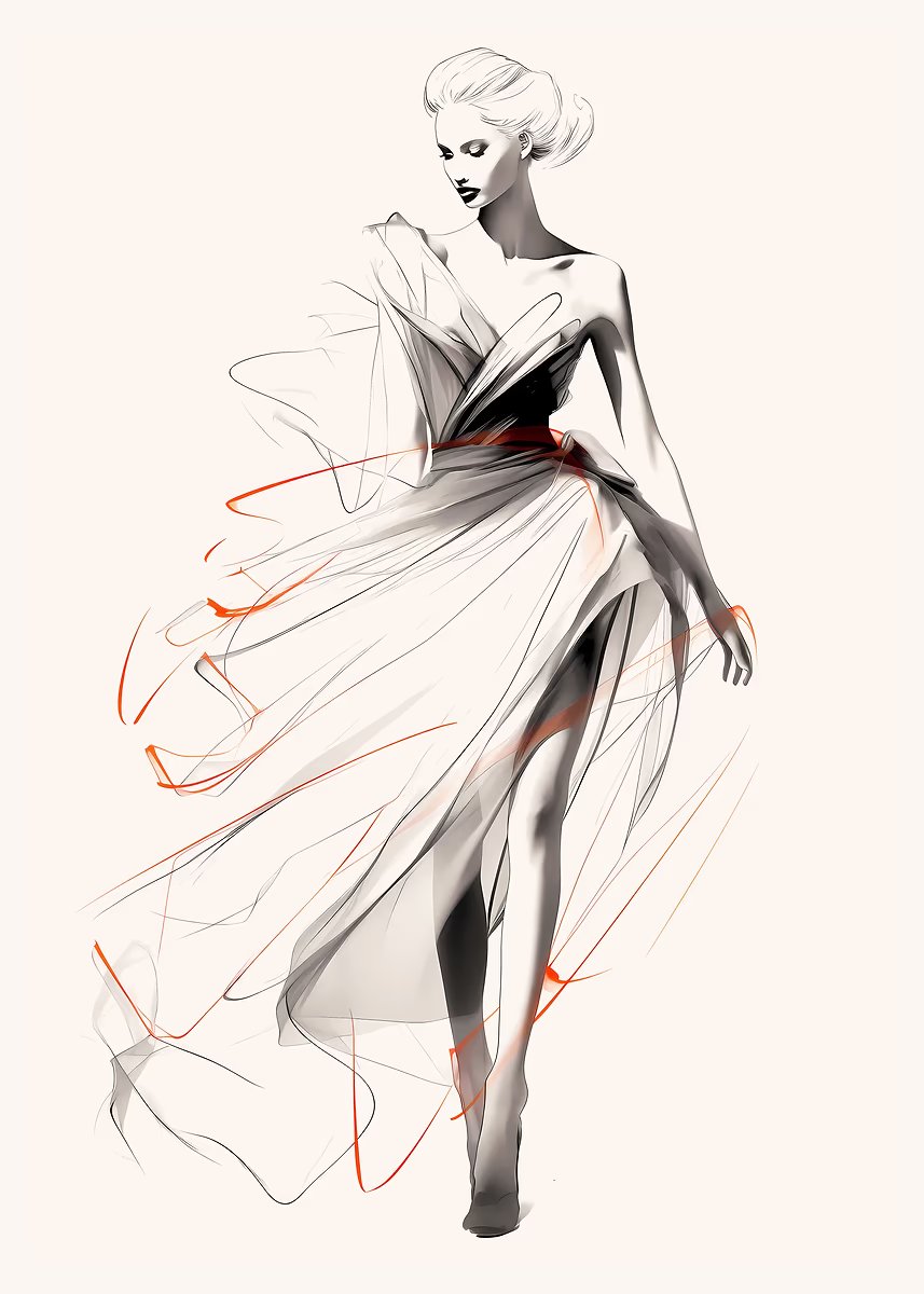 Chic Haute Couture Woman Gown Fashion Home Decor Premium Quality Poster Print Choose Your Sizes - Bella Home Decor