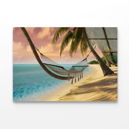 Hammock on the Beach Acrylic Glass Print Tempered Glass Wall Art 100% Made in Australia Ready to Hang