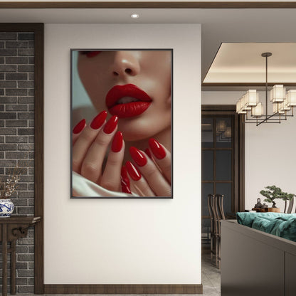 Glamorous Red Lips and Nails Modern Painting Fashion Home Decor Premium Quality Poster Print Choose Your Sizes