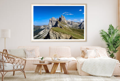 A Rocky Mountain with A Road in Grassy Areas Home Decor Premium Quality Poster Print Choose Your Sizes