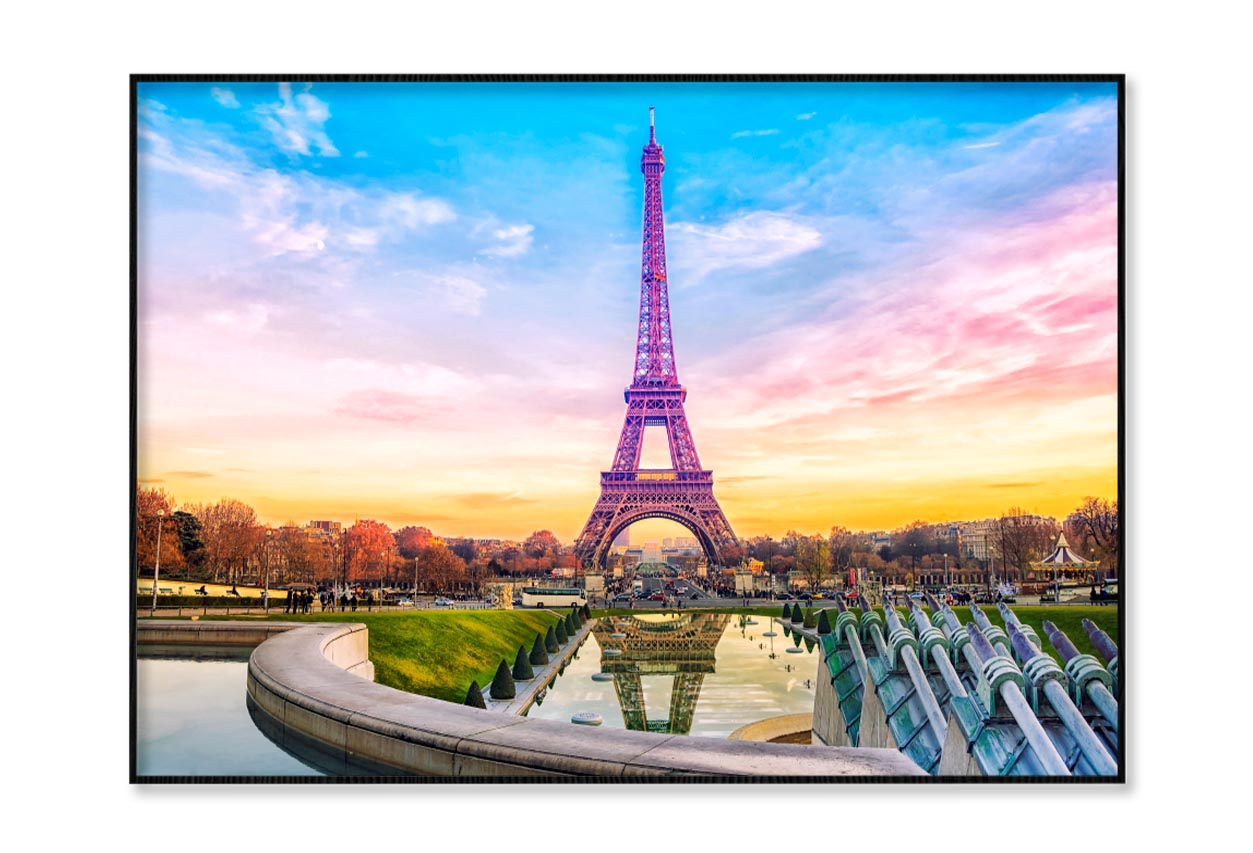 Eiffel Tower At Sunset in Paris Home Decor Premium Quality Poster Print Choose Your Sizes