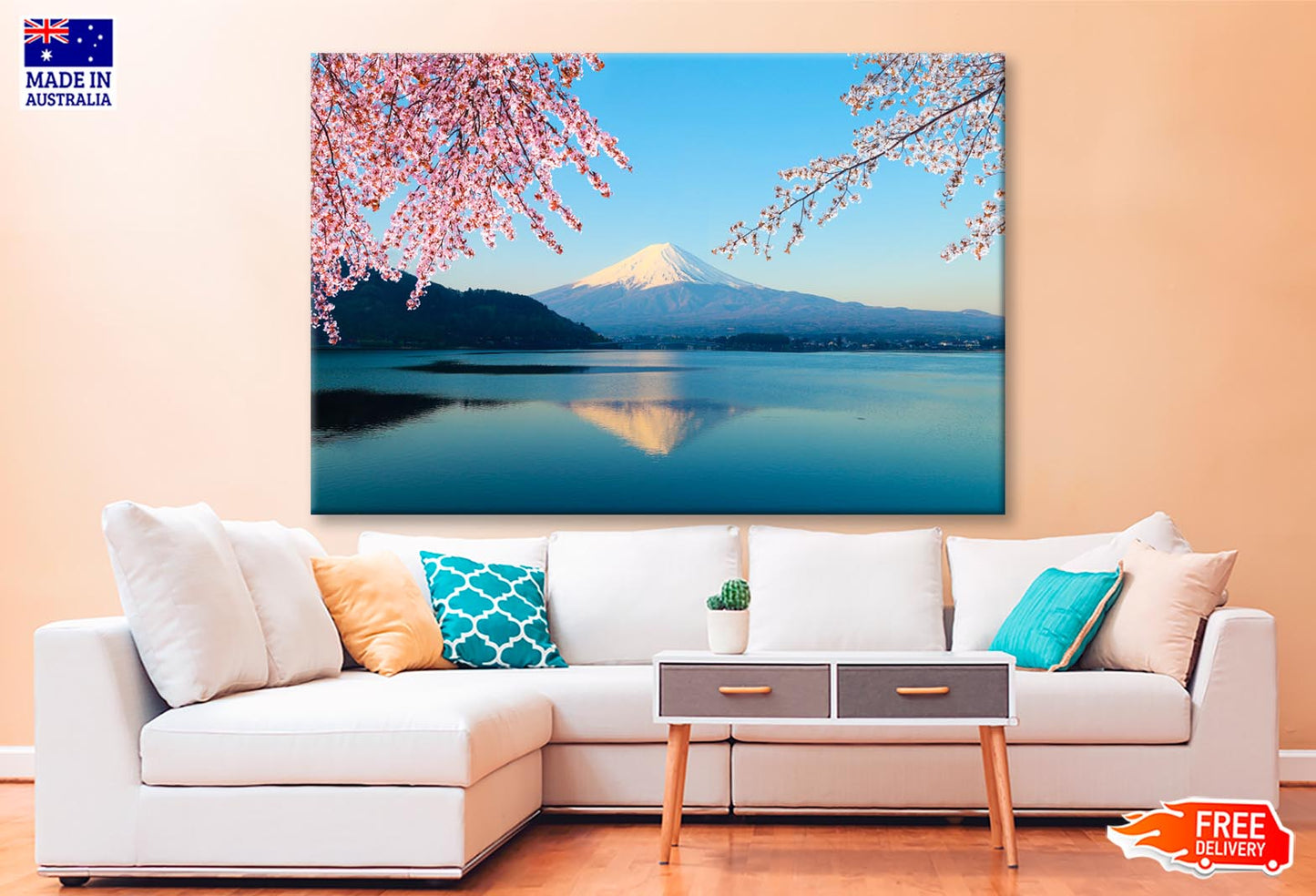 Mountain Fuji In Autumn and Clear Sky in Japan Wall Art Decor 100% Australian Made