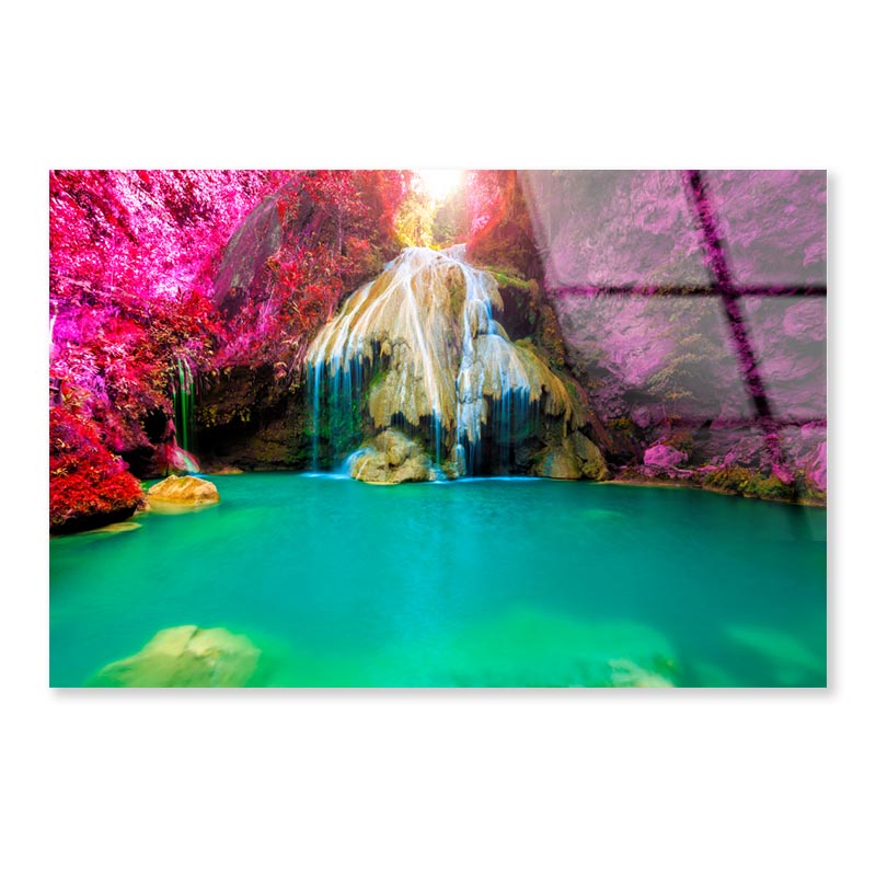 Wonderful Waterfall with Colorful Tree in Thailand Acrylic Glass Print Tempered Glass Wall Art 100% Made in Australia Ready to Hang