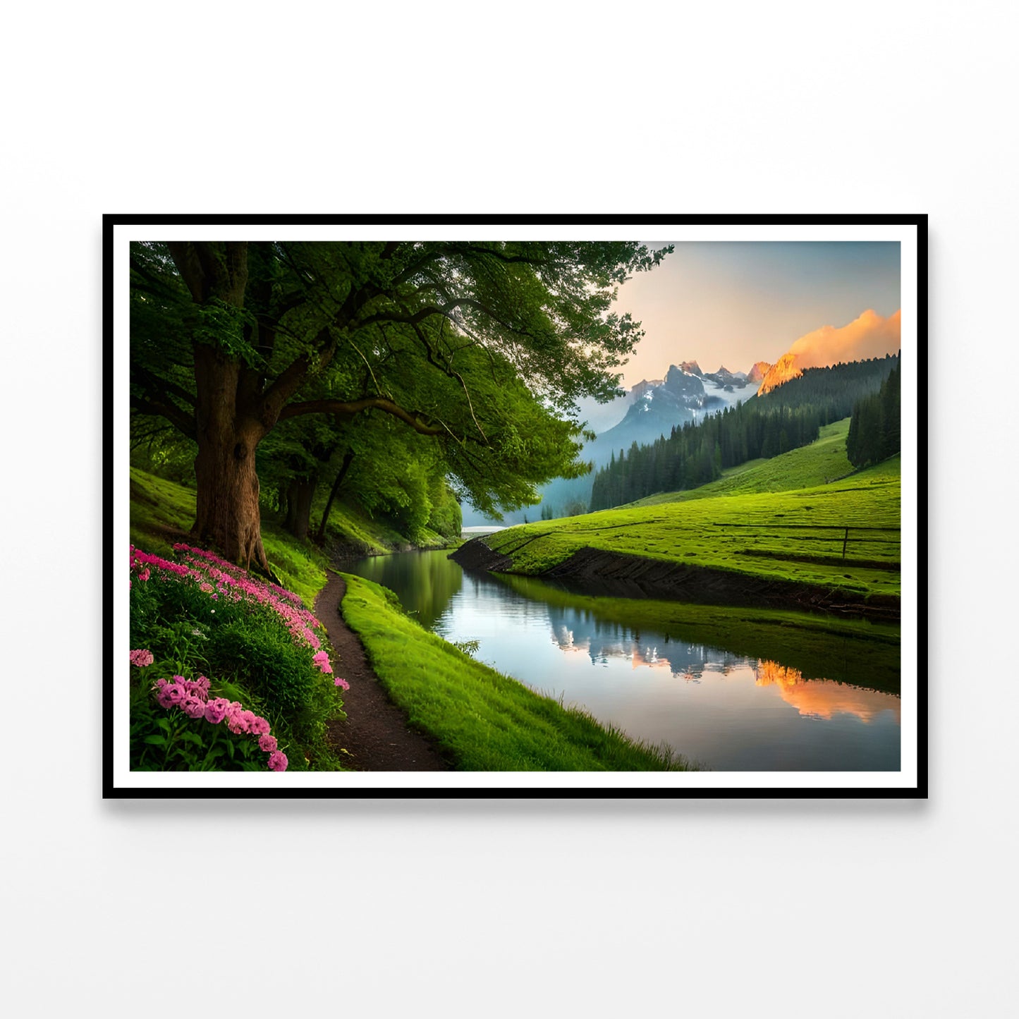 Serene River with Trees Home Decor Premium Quality Poster Print Choose Your Sizes