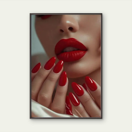 Glamorous Red Lips and Nails Modern Painting Fashion Home Decor Premium Quality Poster Print Choose Your Sizes