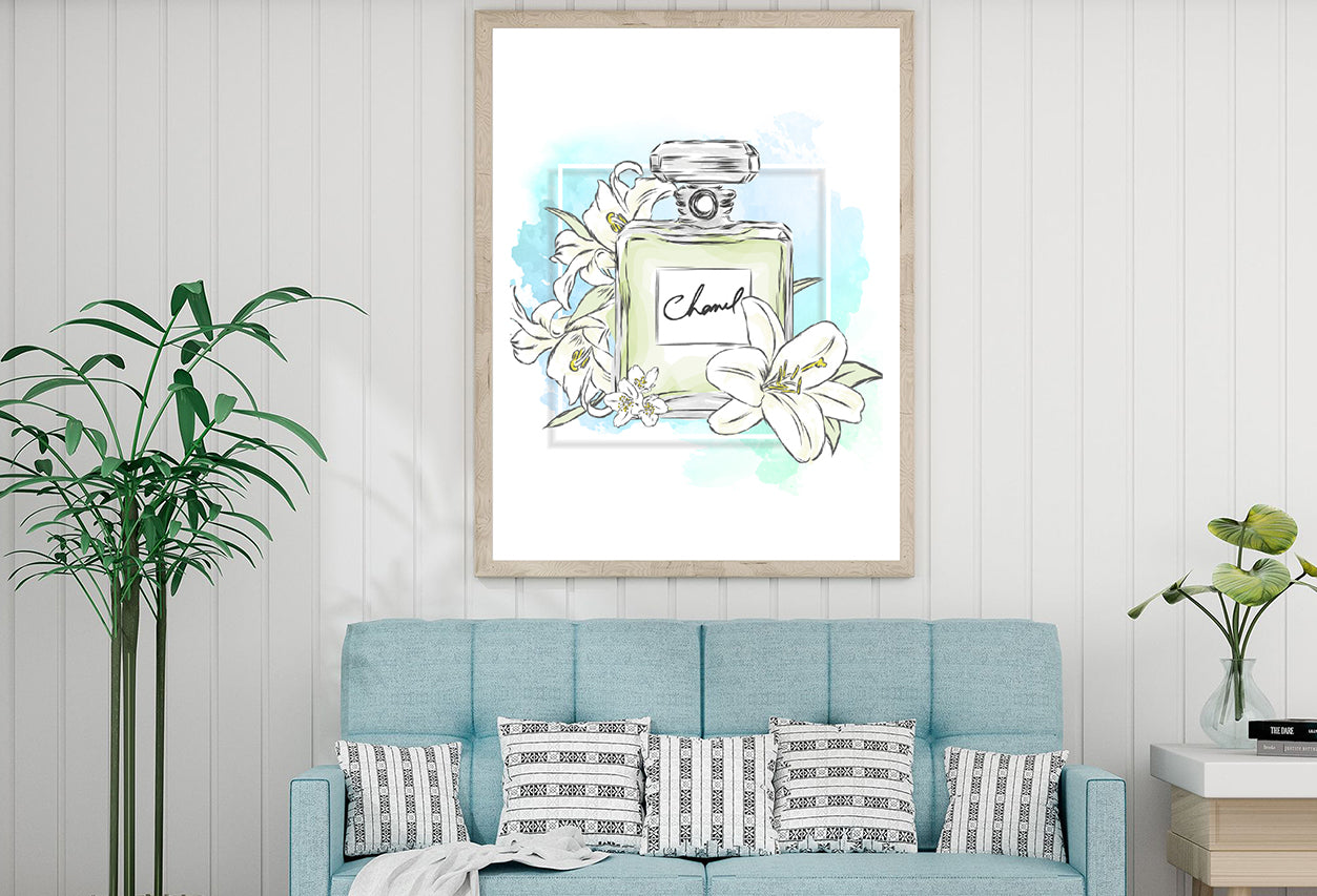 Perfume Bottle & Lily Flowers Home Decor Premium Quality Poster Print Choose Your Sizes