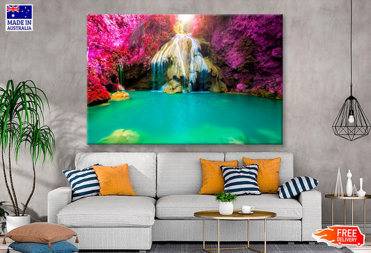 Wonderful Waterfall with Colorful Tree in Thailand  Wall Art Decor 100% Australian Made