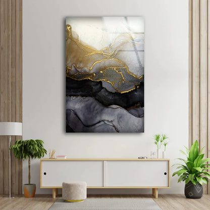 Gold & Black Abstract UV Direct Aluminum Print Australian Made Quality