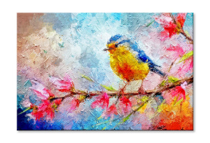 Painting Of Bird and Spring Flower Wall Art Limited Edition High Quality Print