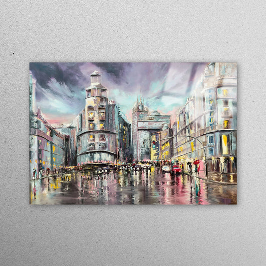 Madrid Gran Via Wall Art Acrylic Glass Print Tempered Glass Wall Art 100% Made in Australia Ready to Hang