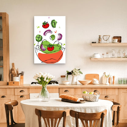 Abstract Fresh Vegetables Falling Into Bowl 60x90cm Metal Print Ready to Hang
