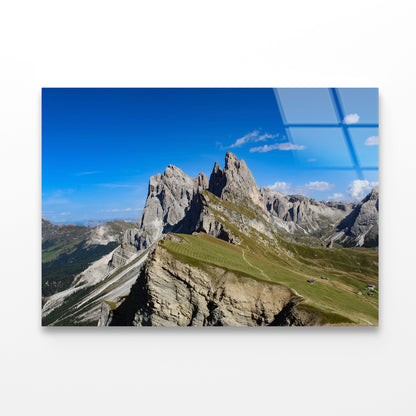 A Rocky Mountain with A Road in Grassy Areas Acrylic Glass Print Tempered Glass Wall Art 100% Made in Australia Ready to Hang