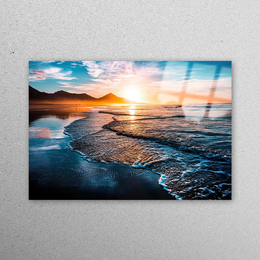 Seascape Ocean Sunset Acrylic Glass Print Tempered Glass Wall Art 100% Made in Australia Ready to Hang