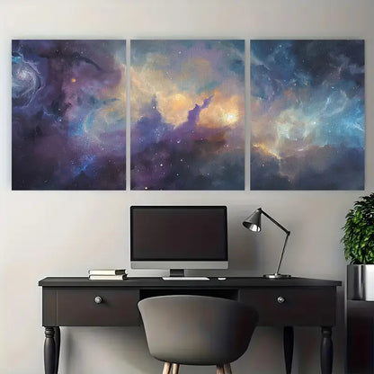 3pcs Space Galaxy Celestial Starry Sky Metal Print Ready to Hang Art