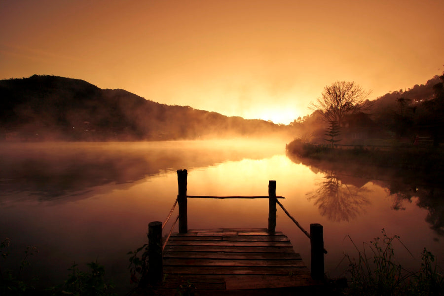 Morning Fog Over Scenery Lake at Urban Village Home Decor Premium Quality Poster Print Choose Your Sizes