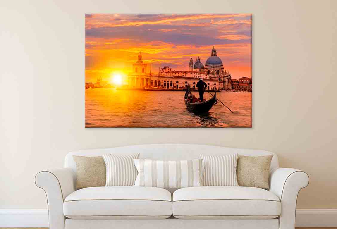 Gondolier Punting in Venice Canal Wall Art Decor 100% Australian Made