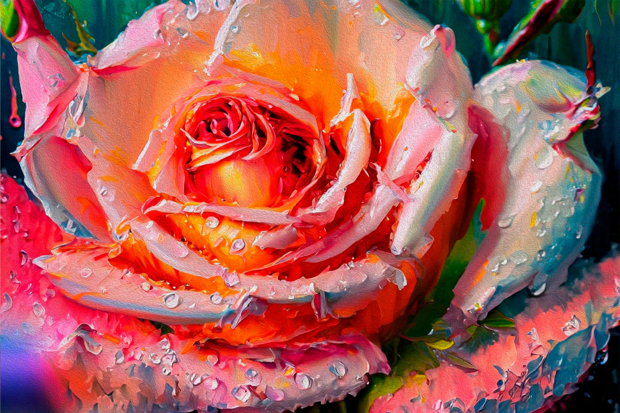 Dewy Pink Rose Oil Bloom Painting Wall Art Decor 100% Australian Made - Bella Home Decor