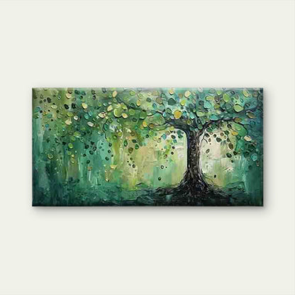 Abstract Tree with Green Leaves Wall Art Canvas Office Home Room Framed 120x60cm