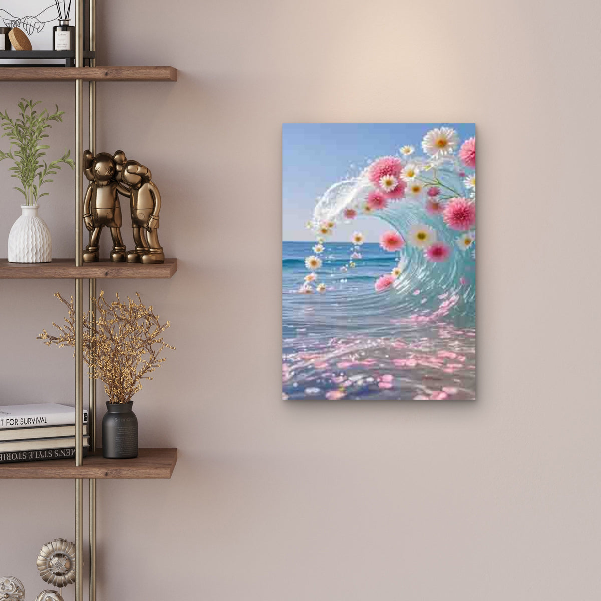 Oceans Embrace and White in a Sea Wave Metal Print Ready to Hang