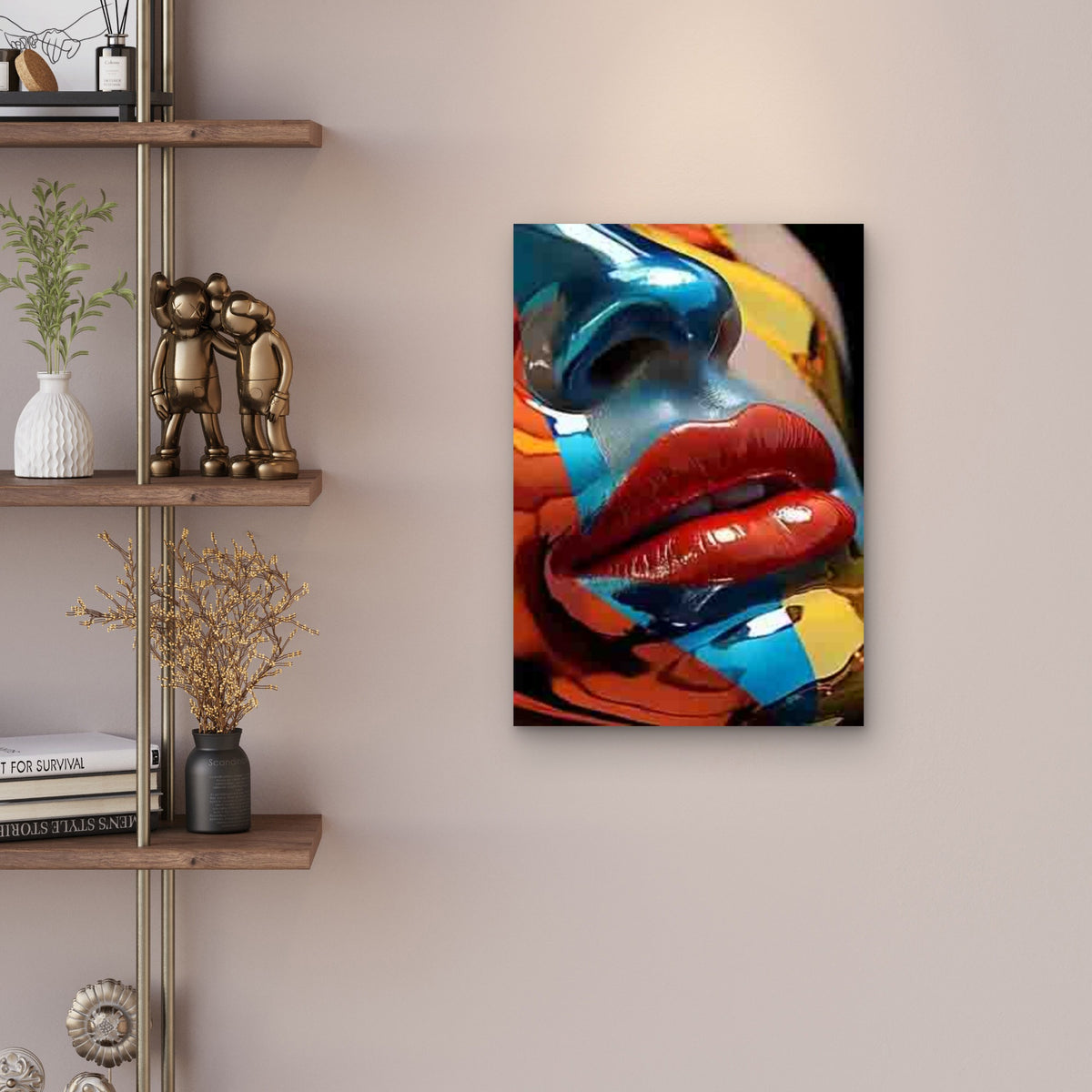 Vibrant Abstract Lip Ar 60x90cm Metal Print Ready to Hang