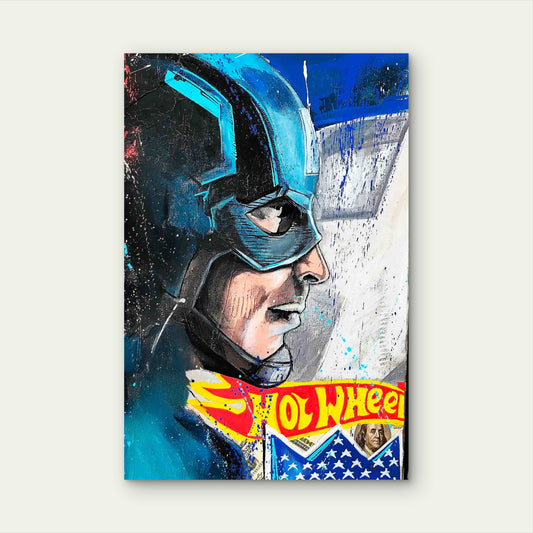 Urban Street Art Graffiti Comic Hero 40x60cm Metal Print Ready to Hang