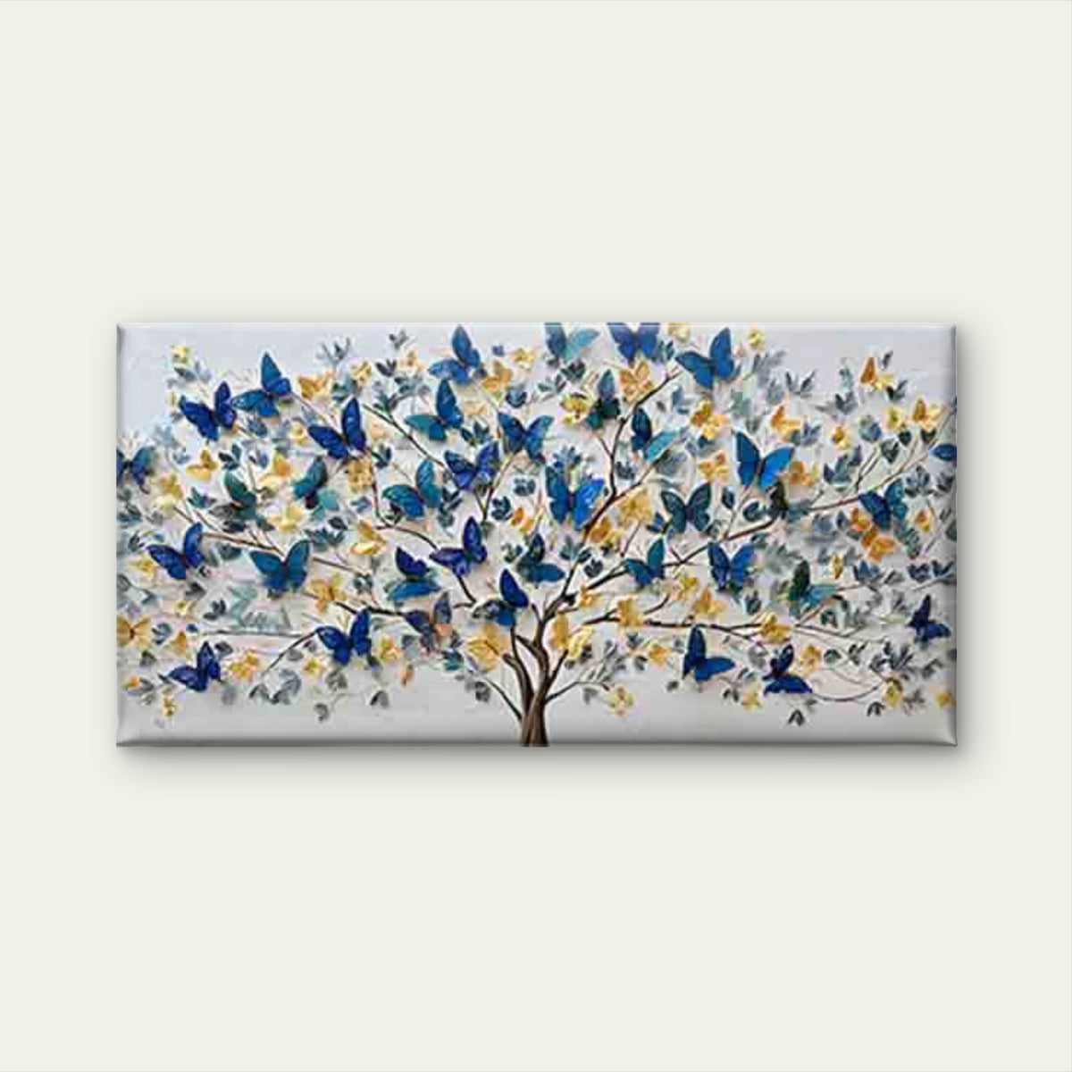 Blue & Golden Tree Wall Art Canvas Office Home Room Framed 120x60cm