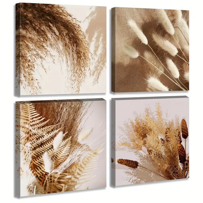 4pcs Food & Beverage Themed Black And White Wall Art Canvas Framed