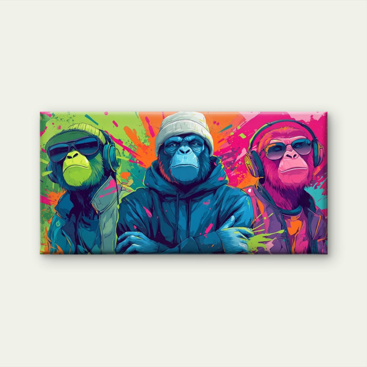 Colorful Hip Hop Monkeys Wall Art Canvas Office Home Room Framed 120x60cm