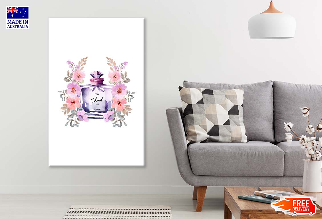 Perfume With Purple Pink Flowers Print 100% Australian Made