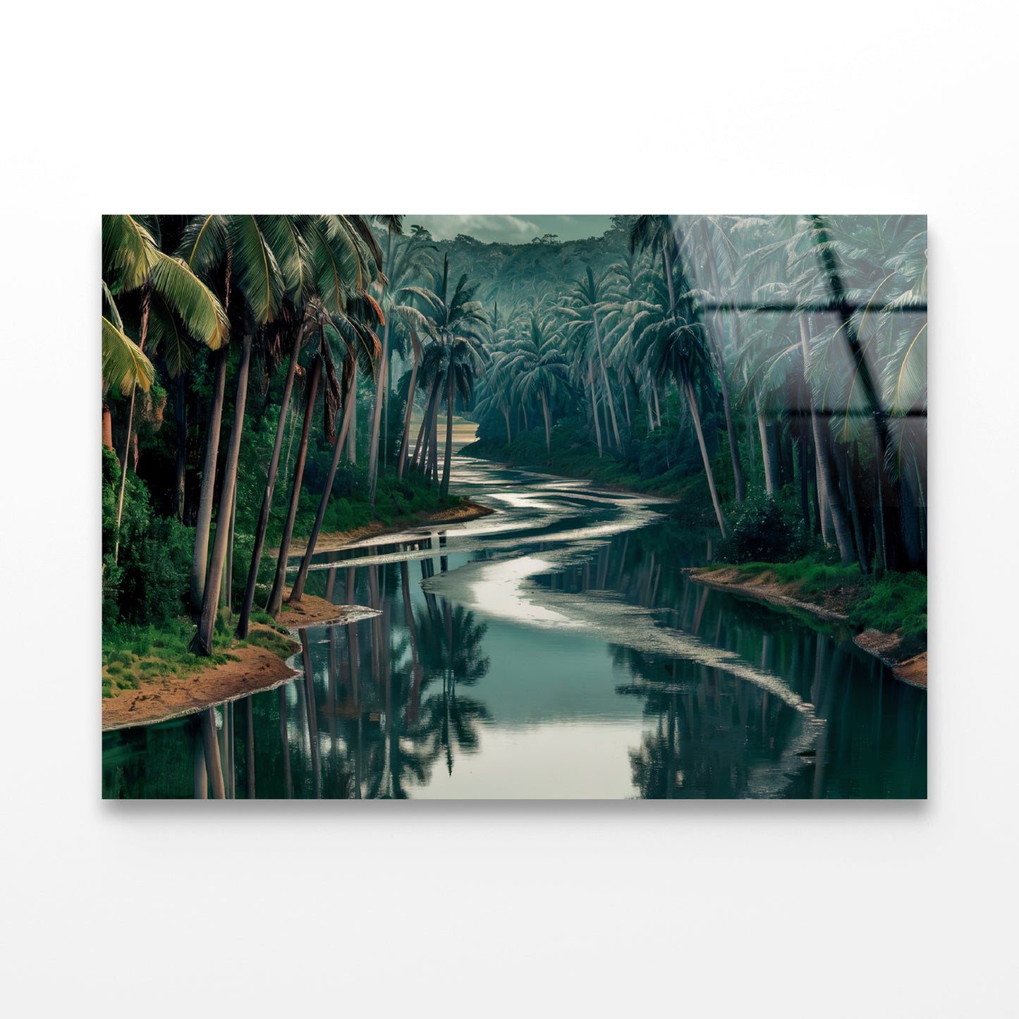 Tropical Forest with Trees, Lake Acrylic Glass Print Tempered Glass Wall Art 100% Made in Australia Ready to Hang